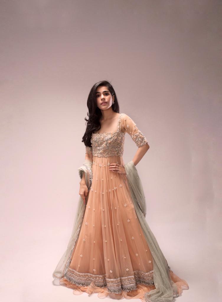 Floral Peach Mint Kalidaar