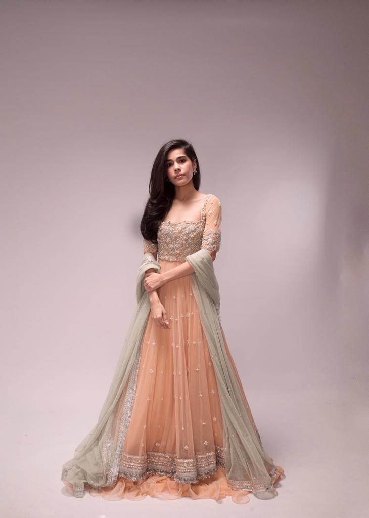 Floral Peach Mint Kalidaar