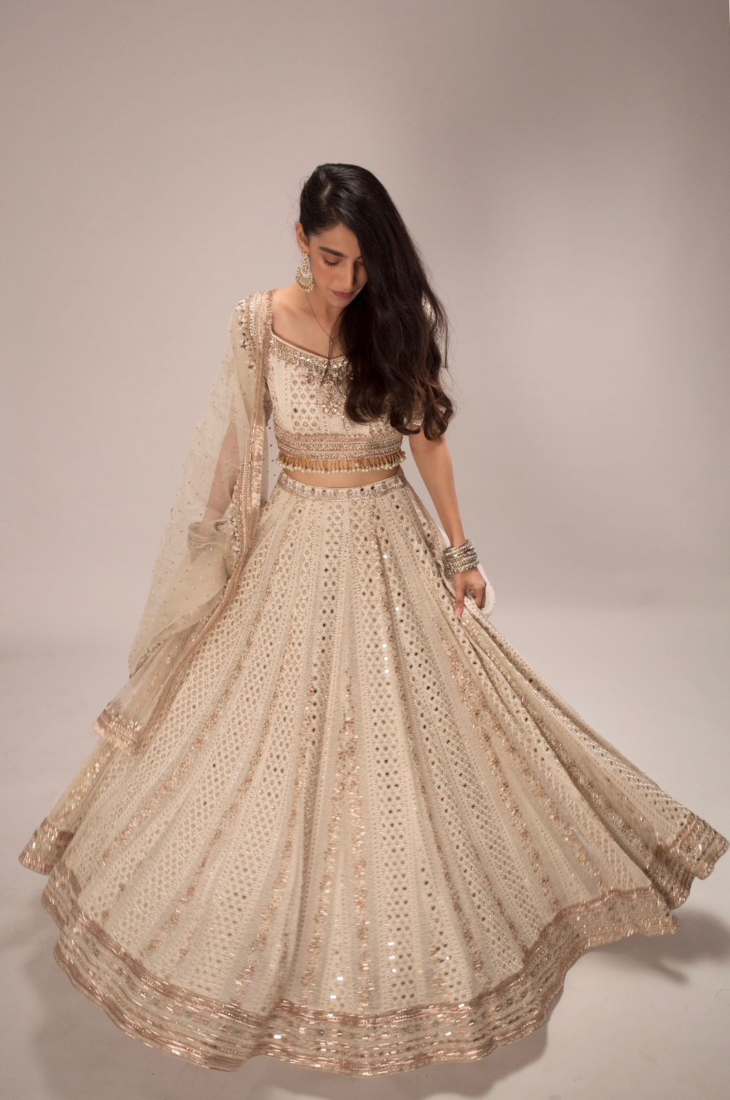 White Chikankari Lehenga Set