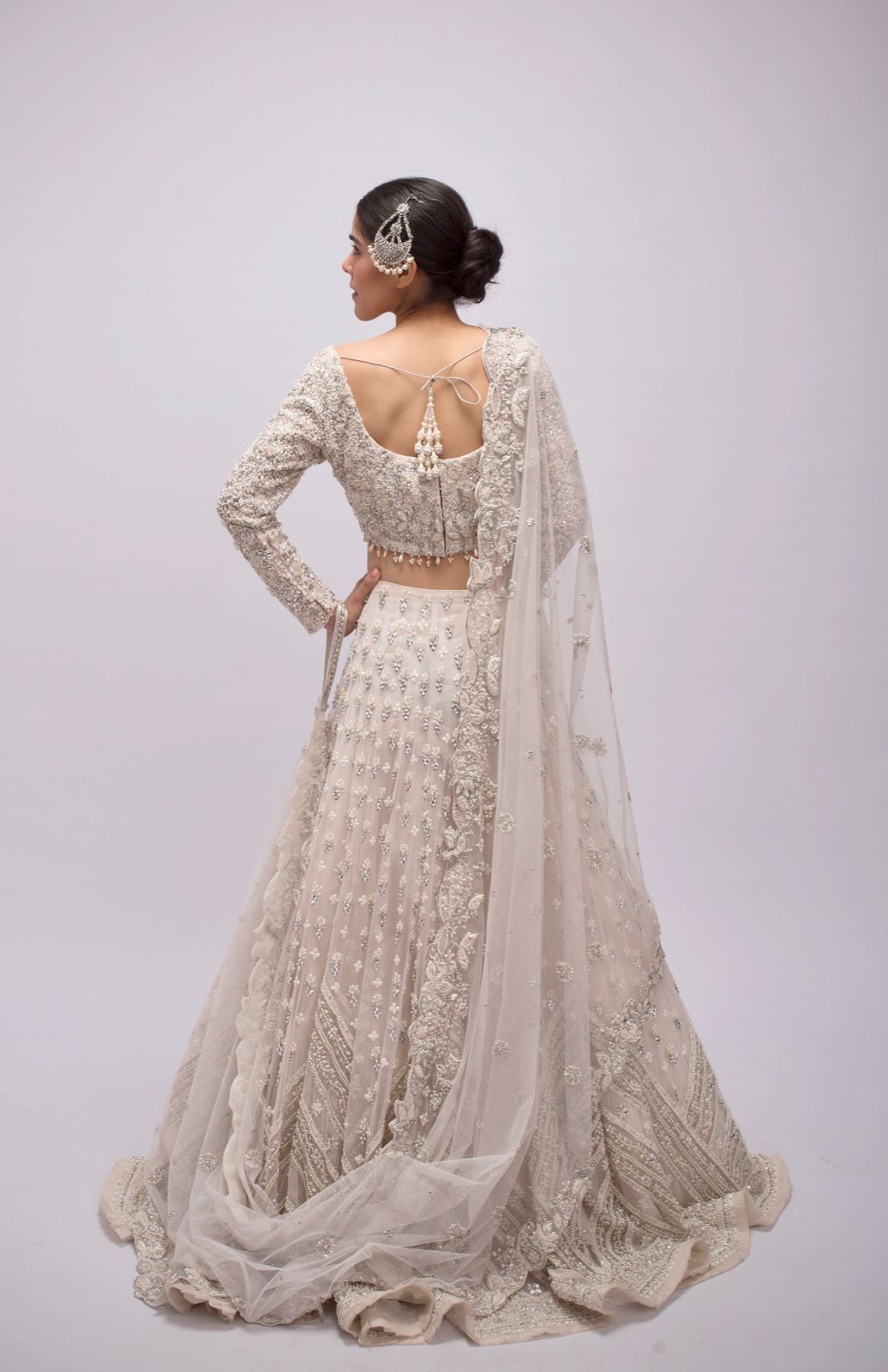 Serena White Pearl Lehenga Set