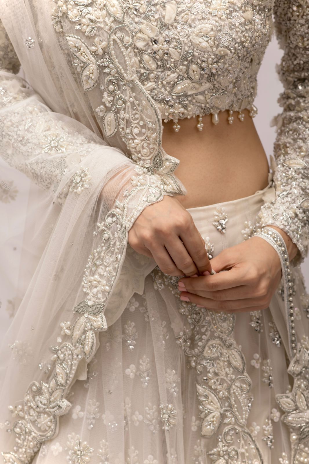 Serena White Pearl Lehenga Set