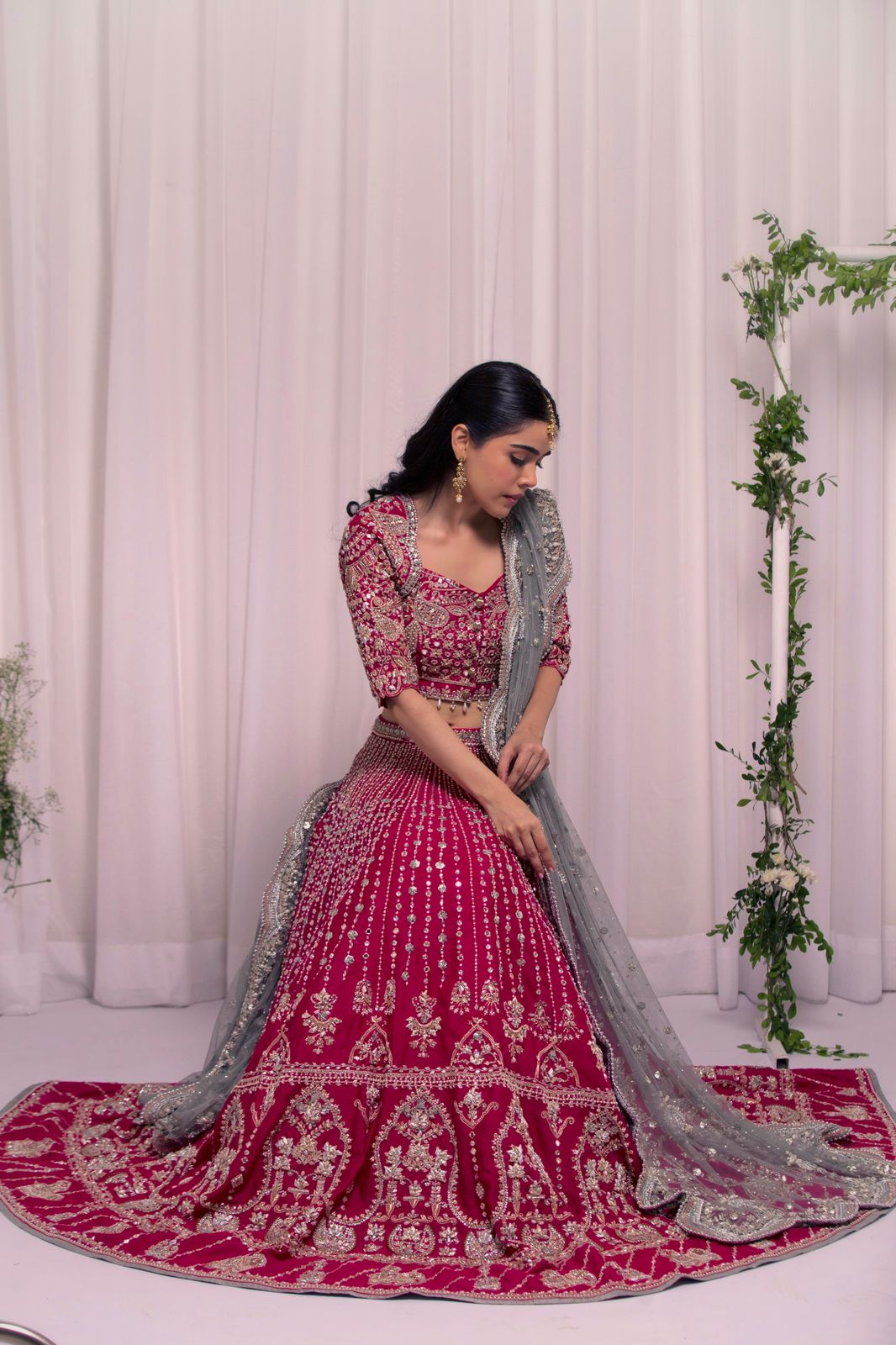 Hot Pink Elephants Lehenga Set