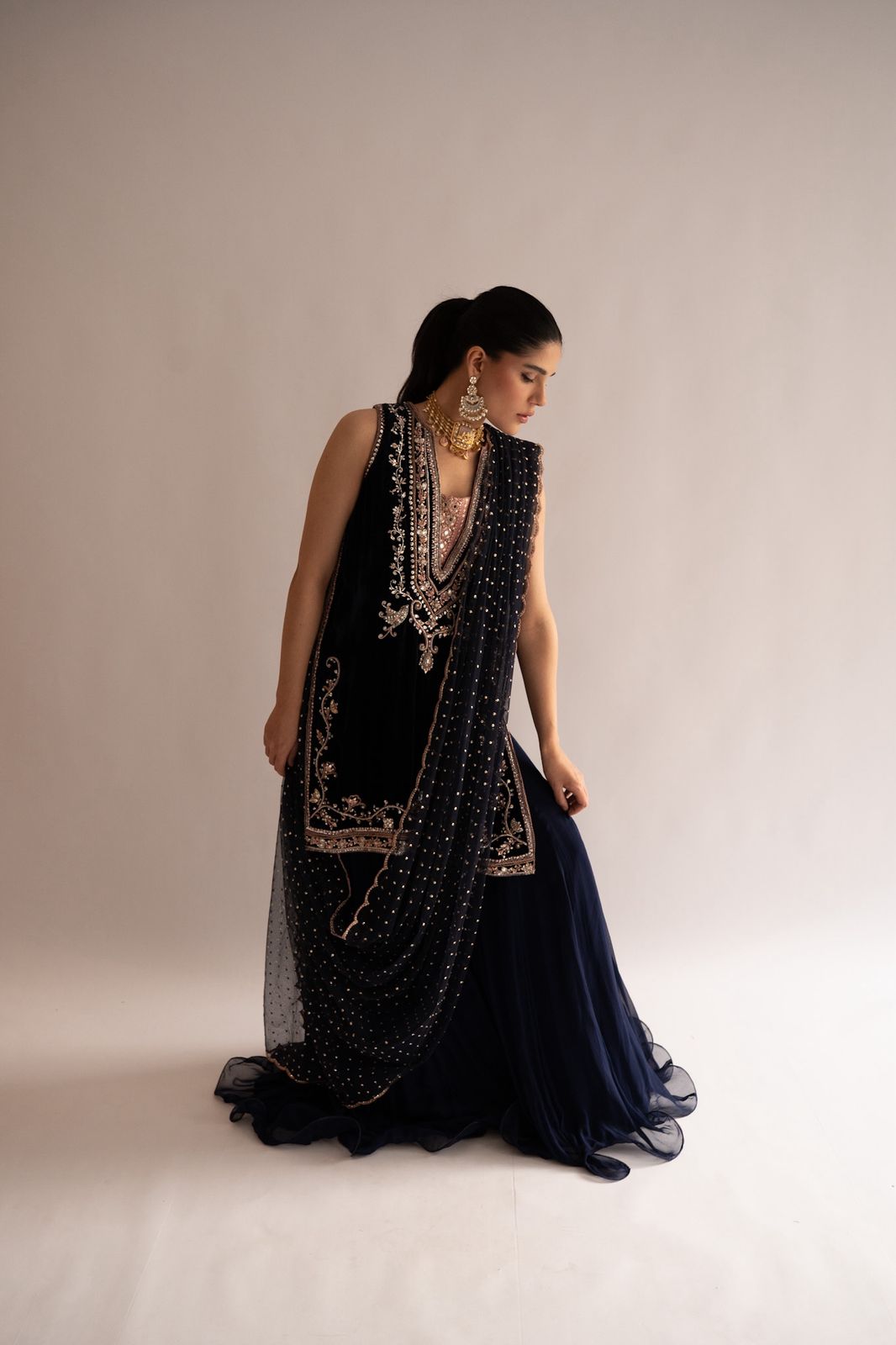 Navy Blue Velvet Set