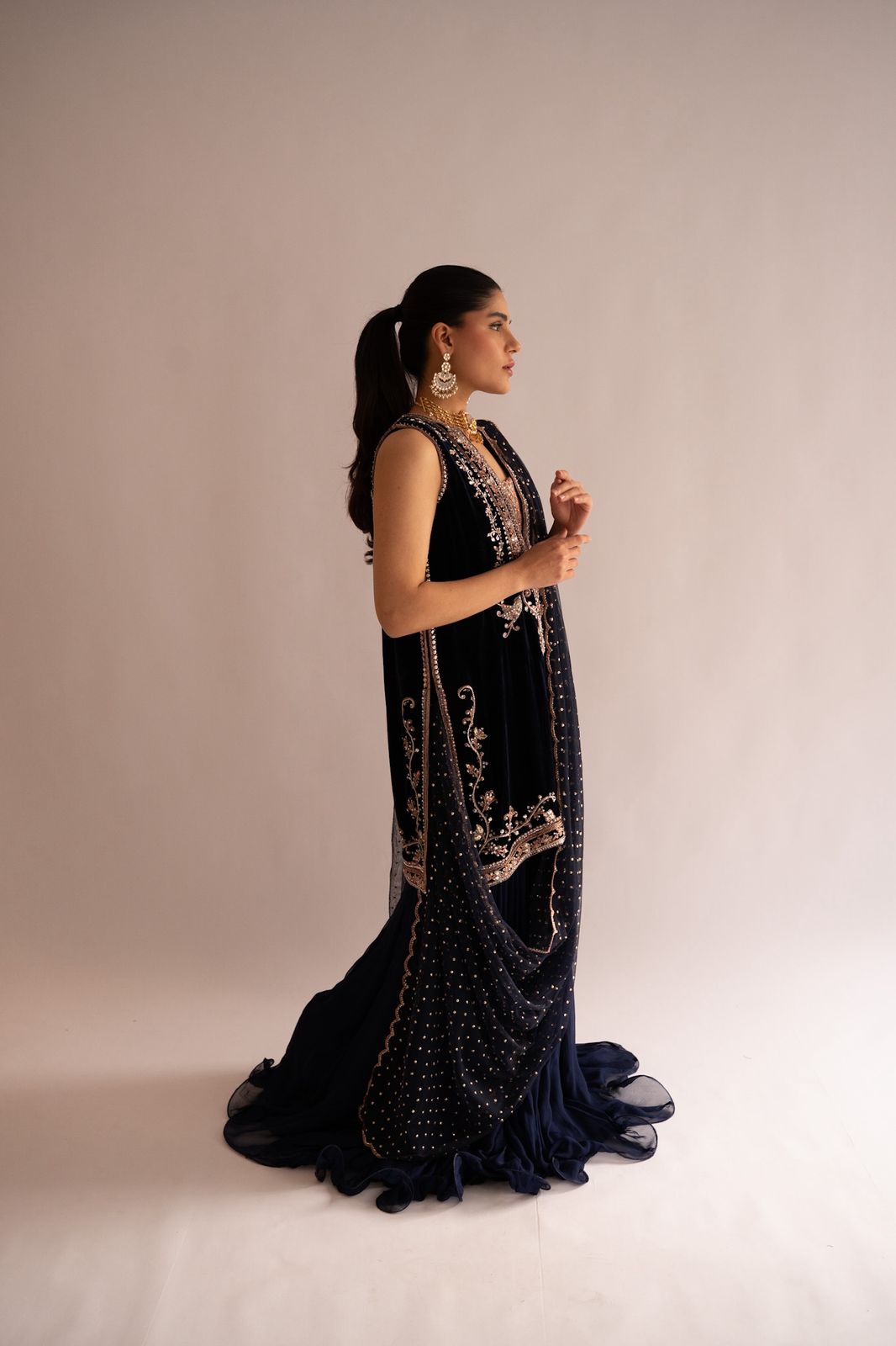 Navy Blue Velvet Set