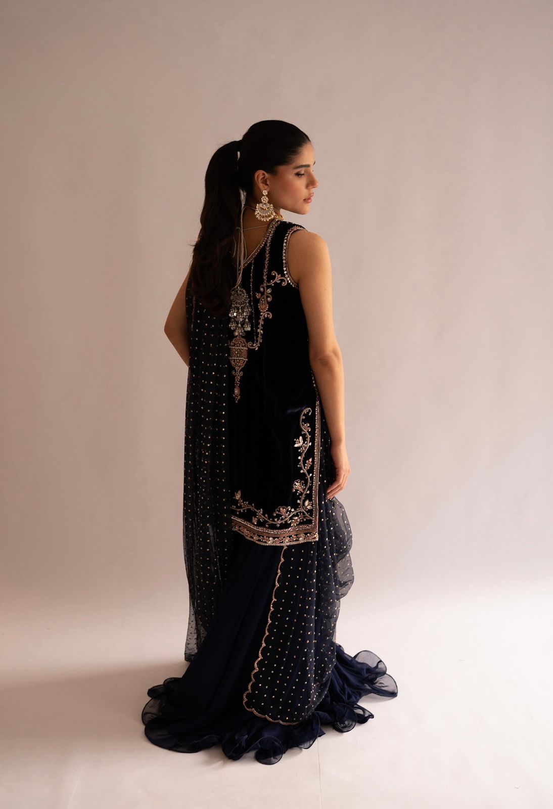 Navy Blue Velvet Set