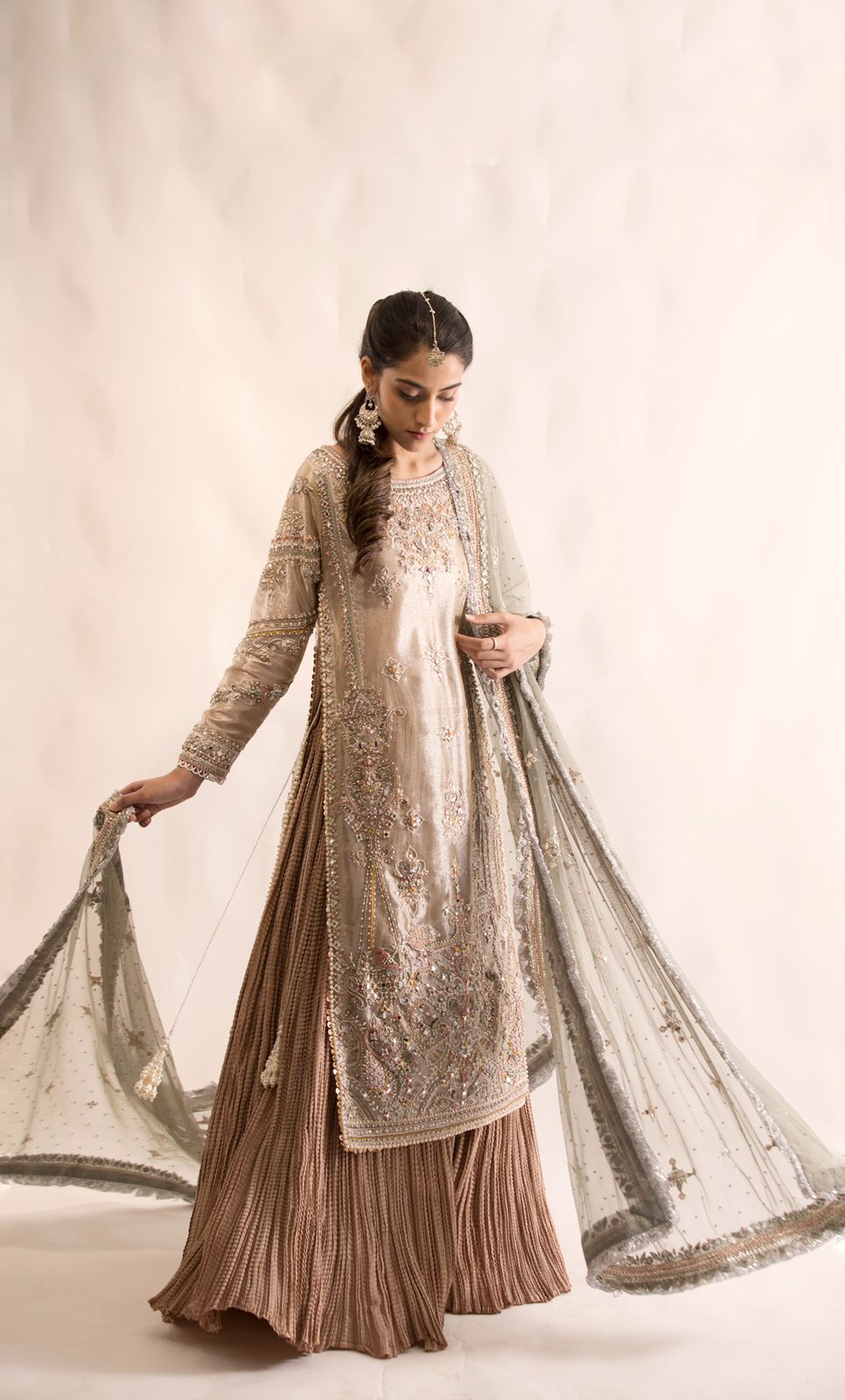 Rumi Side-Slit Crushed Lehenga