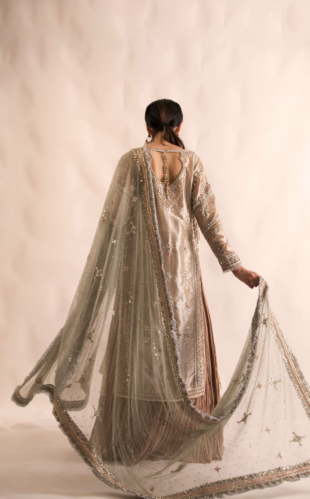 Rumi Side-Slit Crushed Lehenga