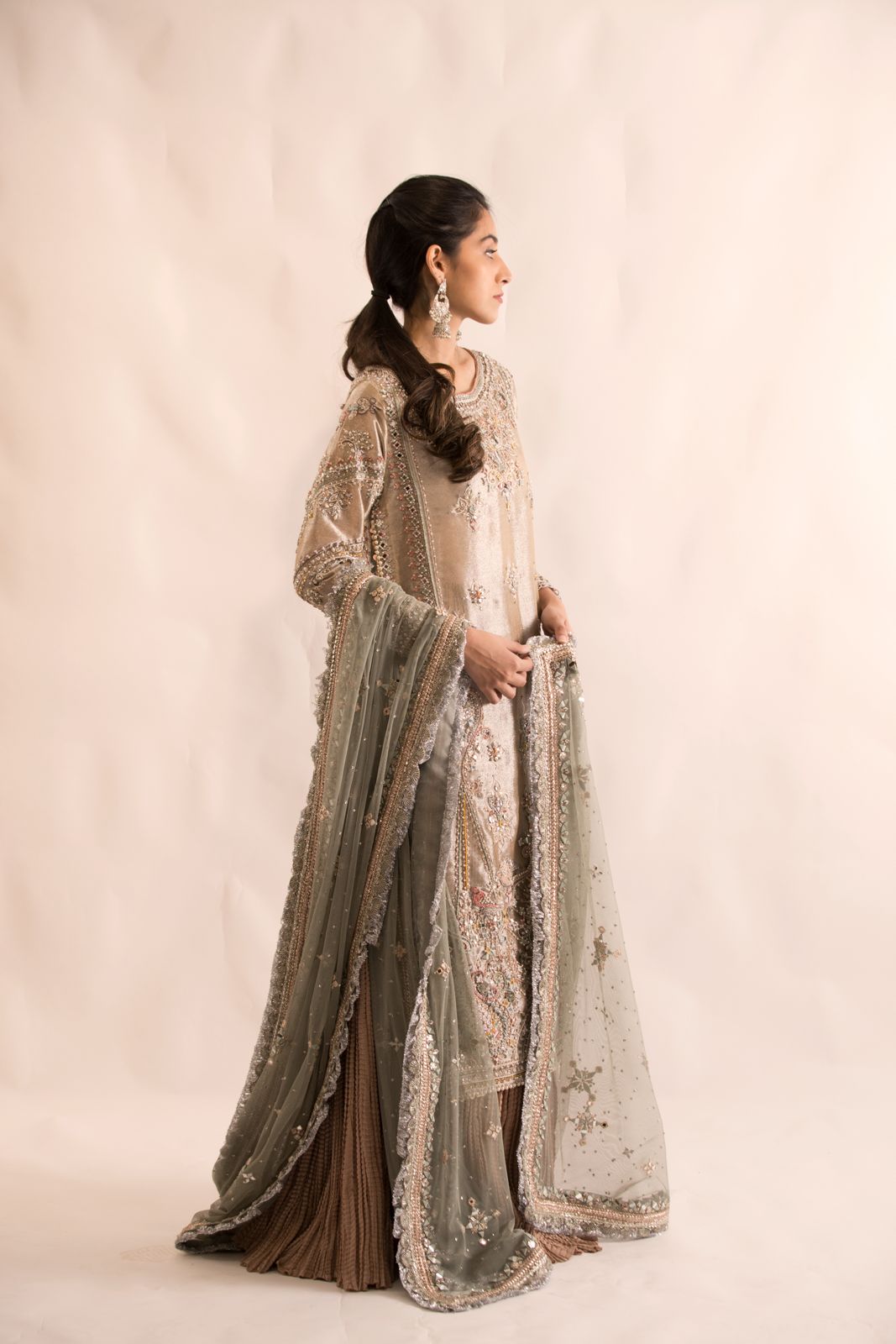 Rumi Side-Slit Crushed Lehenga