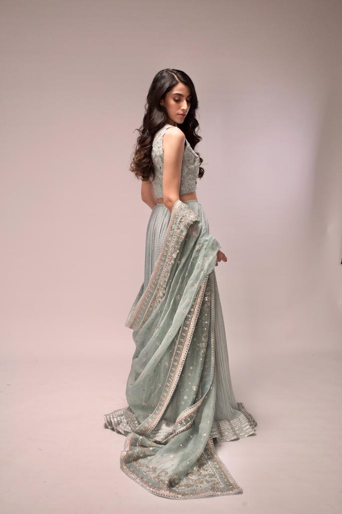 Buy Aqua Grey Designer Party Wear Velvet Lehenga Choli | Designer Lehenga  Choli