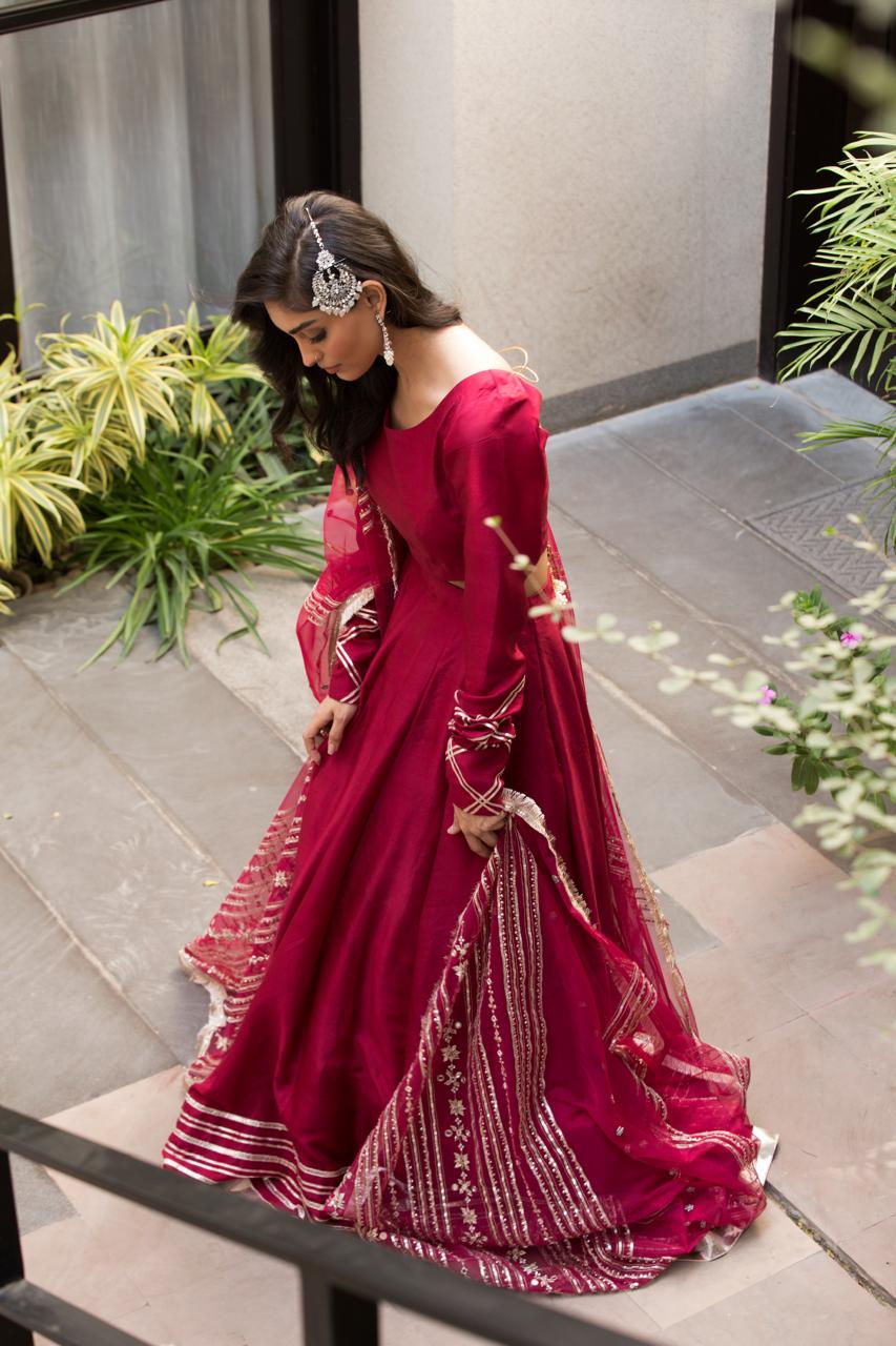 Selina Maroon Gota Lehenga Set