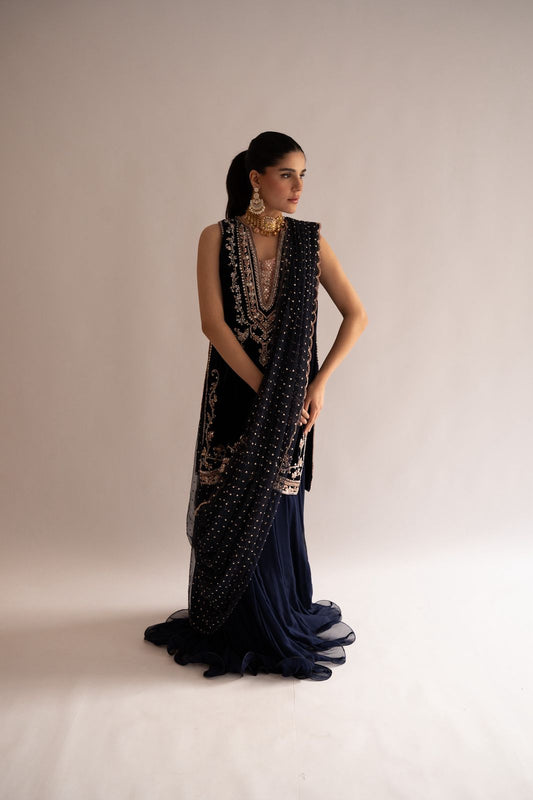Navy Blue Velvet Set