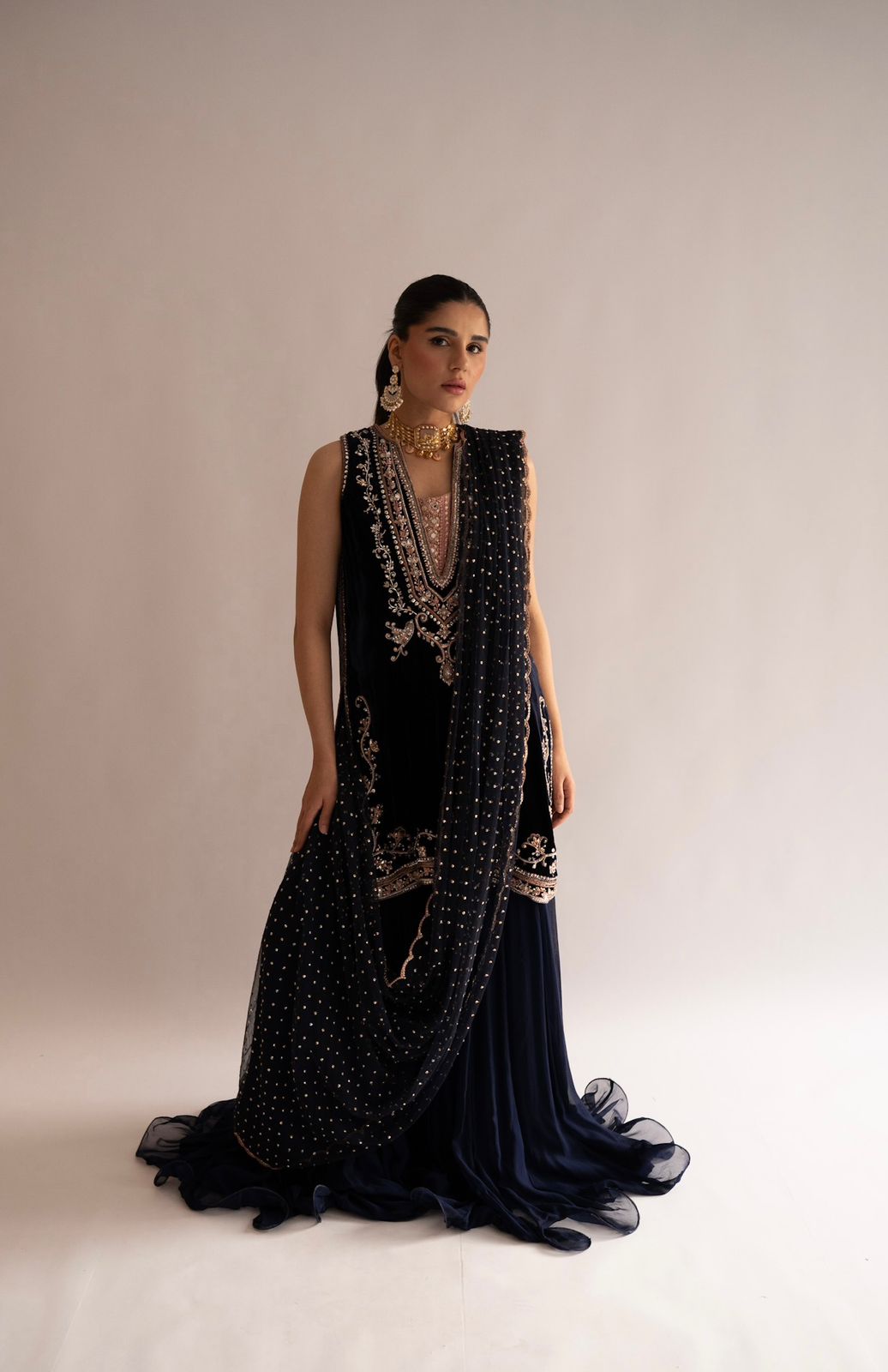 Navy Blue Velvet Set